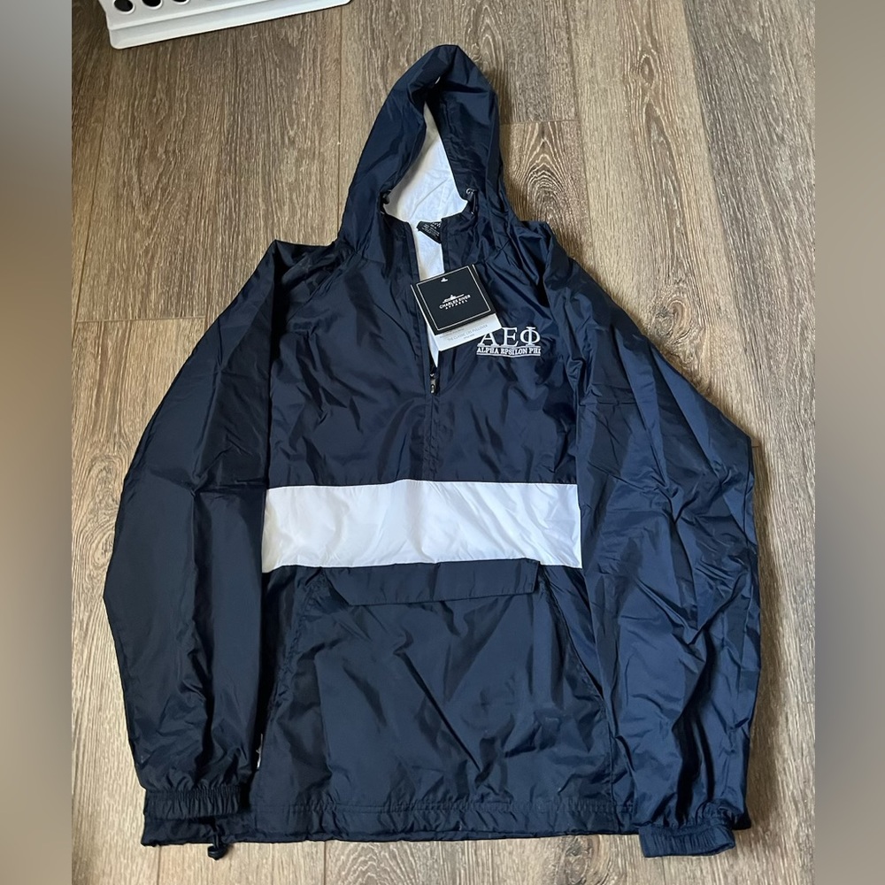NWT AEPHI Sorority Charles River Apparel hoodie rain jacket wind breaker Sz XL